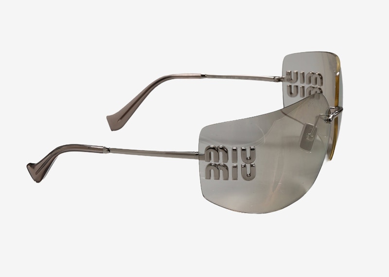 Miu Miu Irregular Sunglasses Silver/Ivory (0MU 54YS 1BC10F)