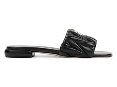 Miu Miu Logo Detailed Slip-On Sandals Black (Women's)