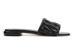 Miu Miu Logo Detailed Slip-On Sandals Black (Women's)