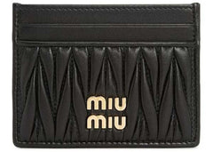 Miu Miu Matelasse Nappa Leather Card Holder Black