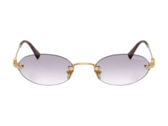 Miu Miu Oval Sunglasses Gold/Clear Gradient Dark Gray (0MU A54S 5AK04O)