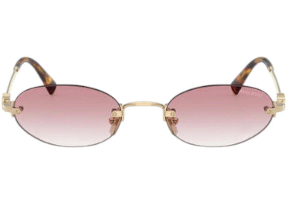 Miu Miu Oval Sunglasses Pale Gold (0MU A54S ZVN70O)