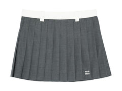 Miu Miu Pleated Mini Skirt Grey