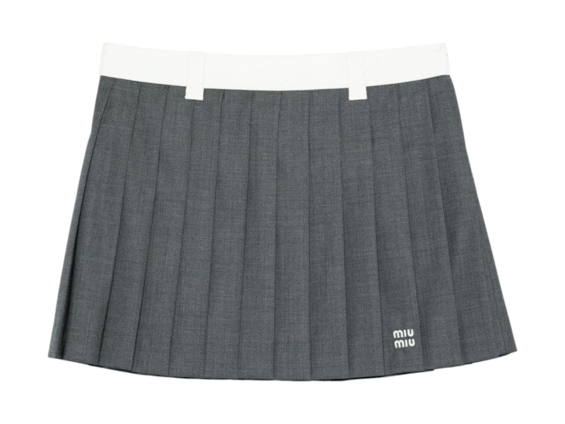 Miu Miu Pleated Mini Skirt Grey