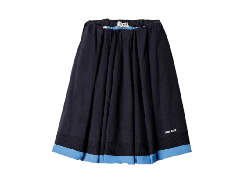 Miu Miu Pleated Poplin Skirt Blu Azzurro