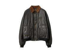 Miu Miu Resin Finished Bomber Jacket Black