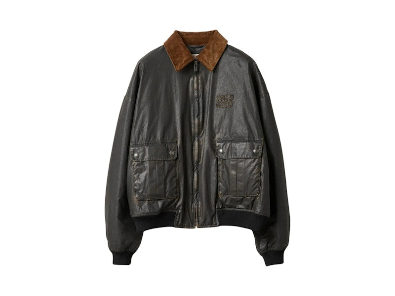 Miu Miu Resin Finished Bomber Jacket Black