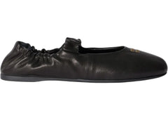 Miu Miu Ruches Nappa Leather Ballerinas Black (Women's)