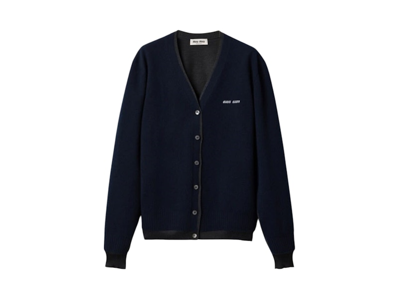 Miu Miu Silk Cashmere Cardigan Antracite