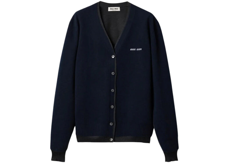 Miu Miu Silk Cashmere Cardigan Antracite