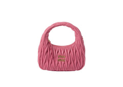 Miu Miu Wander Matelasse Nappa Leather Mini Hobo Bag Pink