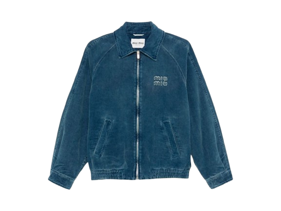 Miu Miu Washed Corduroy Jacket Azzurro