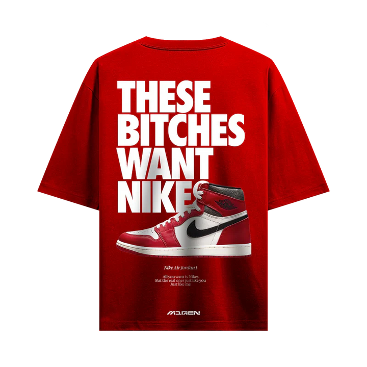 Myugen Nike Bitches Oversized T-Shirt Red