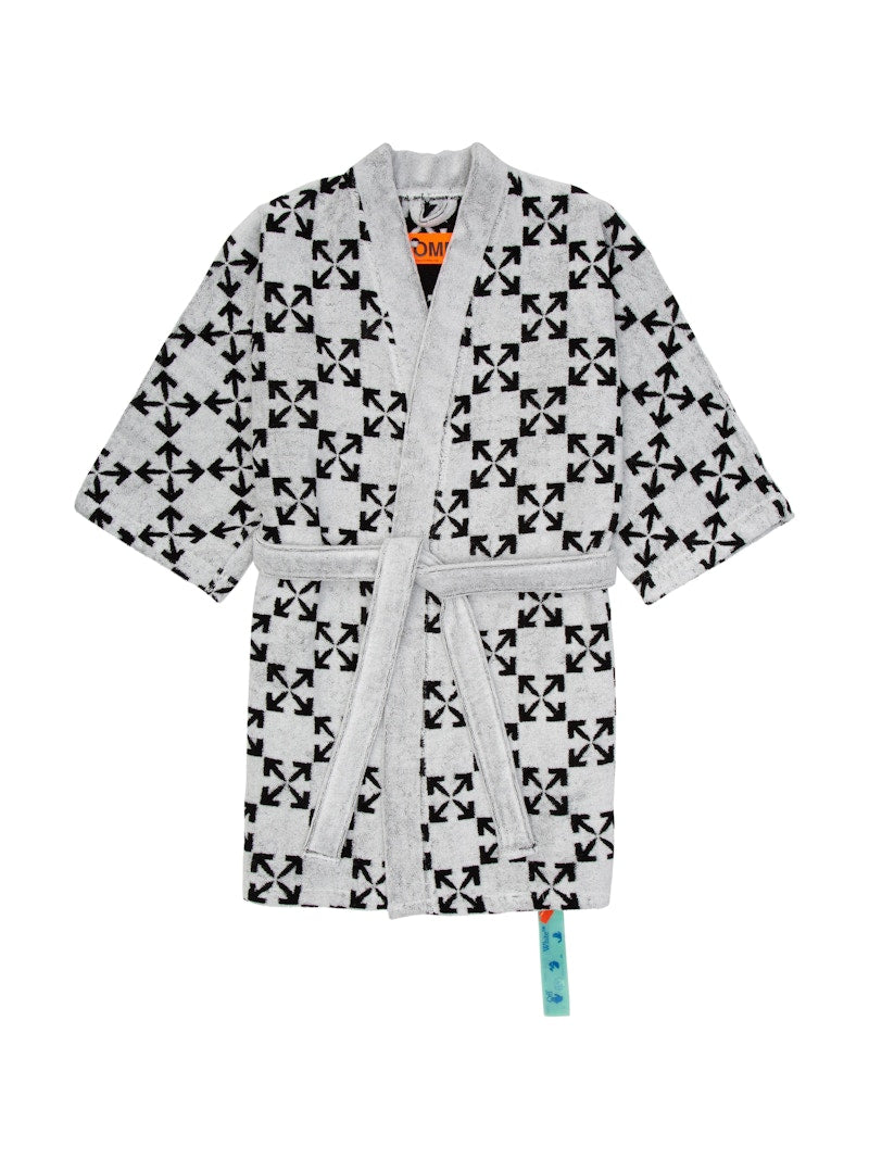 OFF-WHITE Arrow Pattern Bathrobe White/Black