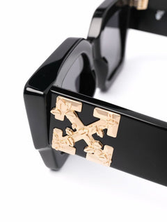 OFF-WHITE Catalina Rectangular Frame Sunglasses Black/Dark Grey/Gold (OERI003Y21PLA0011007 / OERI003C99PLA0011007)
