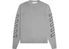Off-White Diag Outline Arrow Knit Crewneck Grey
