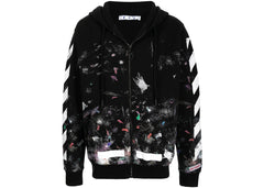 Off-White Galaxy Brushed Zip Up Hoodie Black
