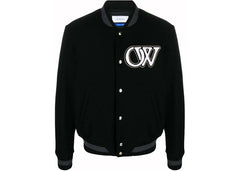 Off-White Logo-Applique Varsity Bomber Jacket Black