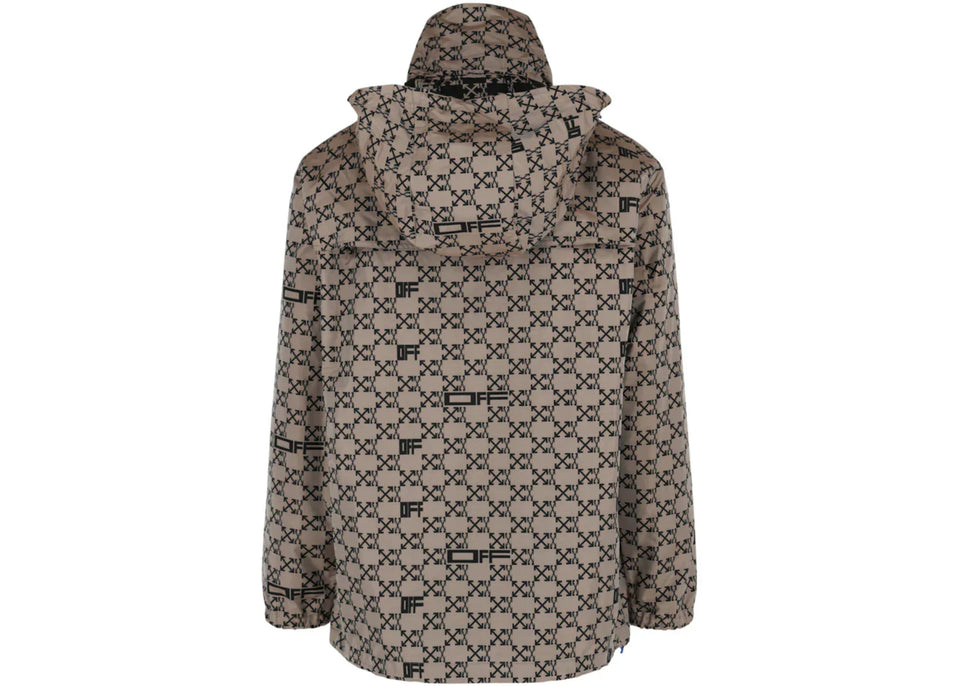 Off-White Monogram Allover Windbreaker Jacket Brown