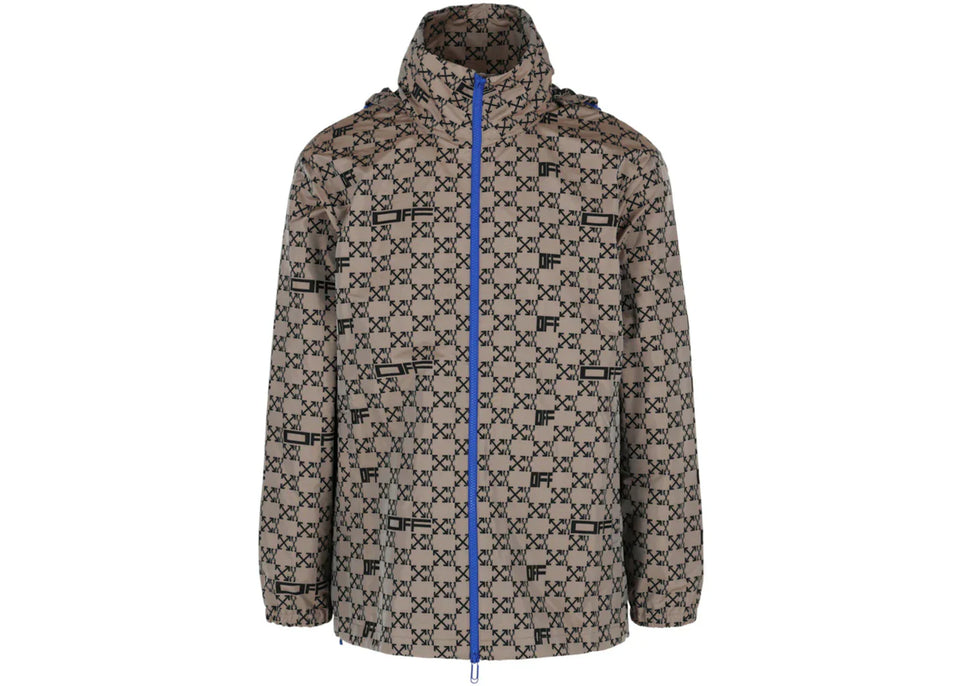 Off-White Monogram Allover Windbreaker Jacket Brown