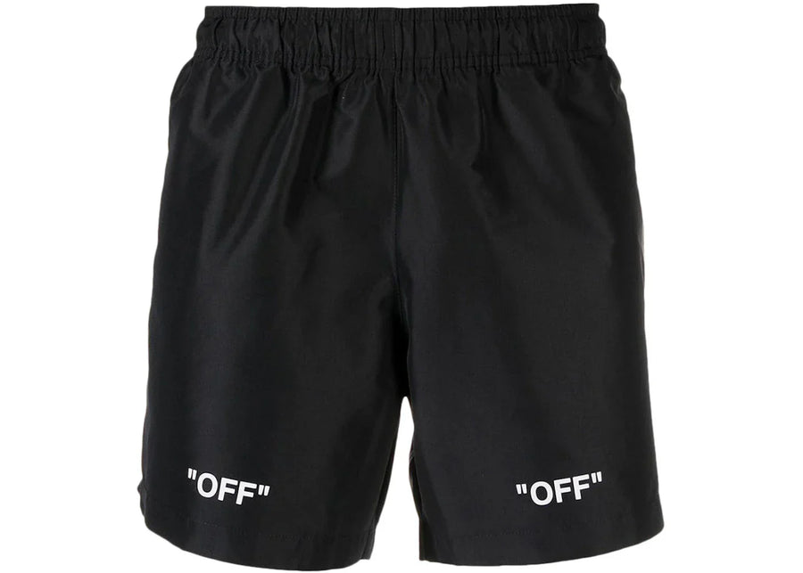 Off-White Off Logo Print Swim Shorts Black