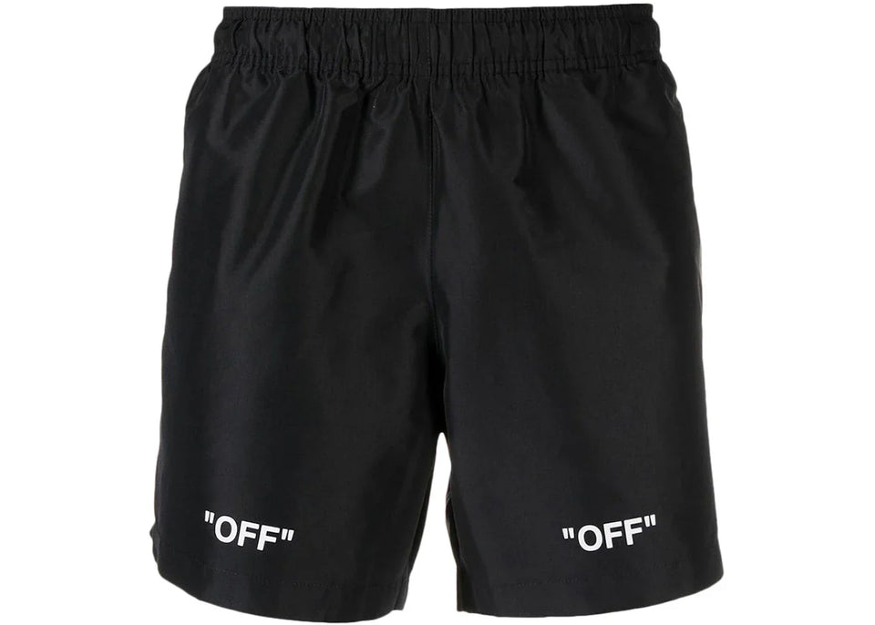 Off-White Off Logo Print Swim Shorts Black