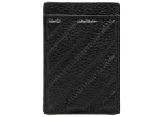 Off-White Diag Stripe Leather Card Holder Black