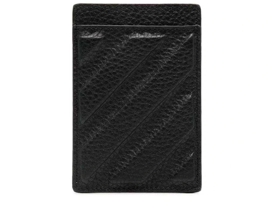 Off-White Diag Stripe Leather Card Holder Black