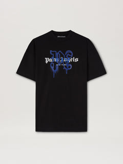 NY MONOGRAM SPRAY TEE BLACK