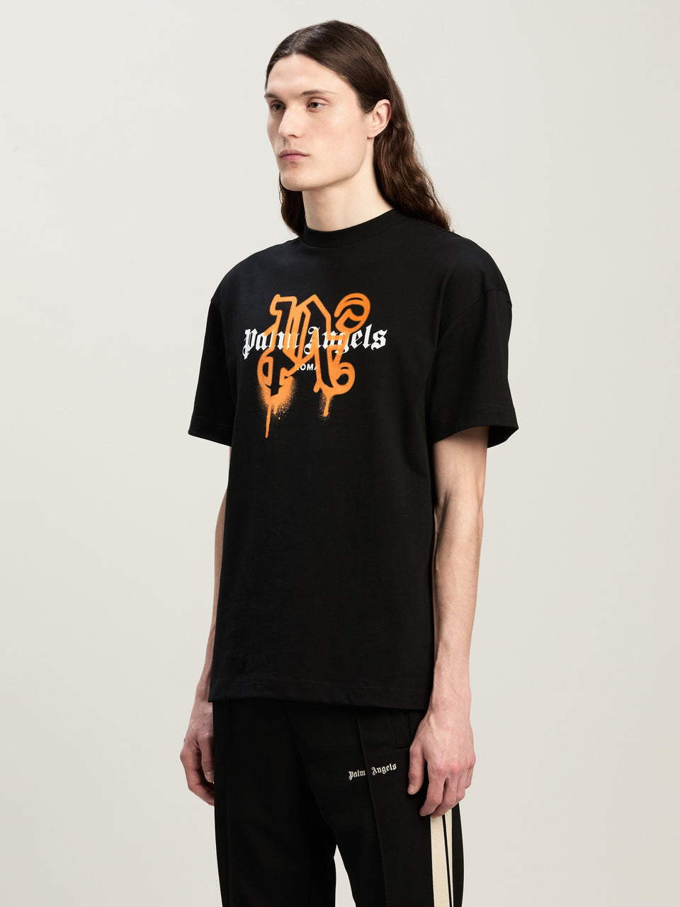 Roma Monogram Spray T-Shirt BLACK ORANGE