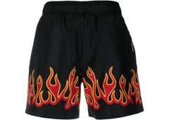 Palm Angels Burning Flames Print Swim Shorts Black/Orange