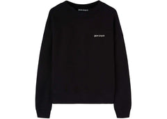 Palm Angels Logo-Embroidered Cotton Sweatshirt Black/White