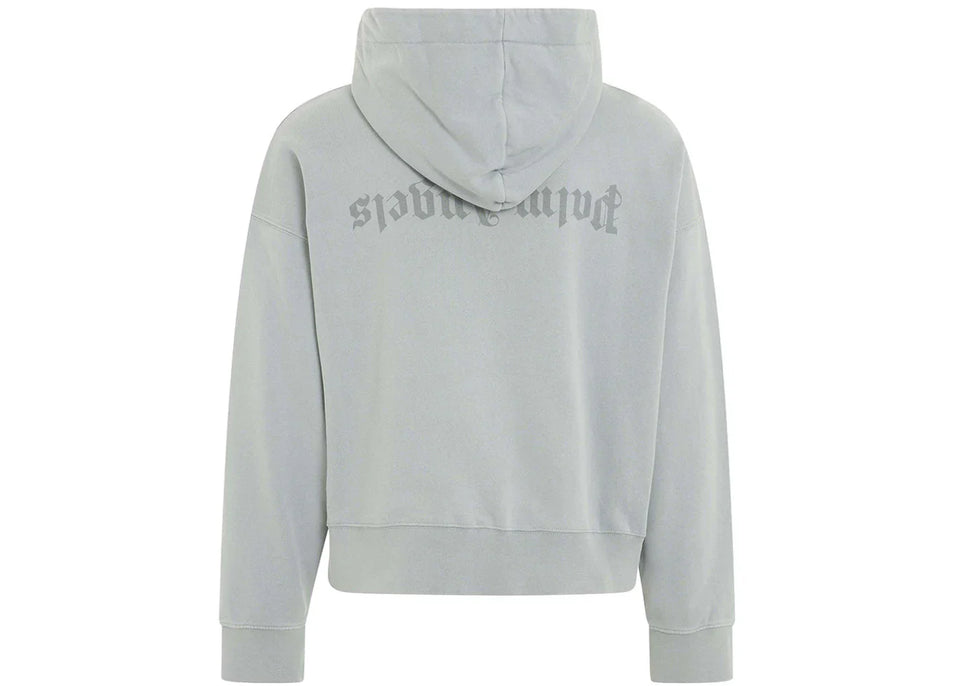 Palm Angels Reverse Logo Zipped Hooded Jacket Grey