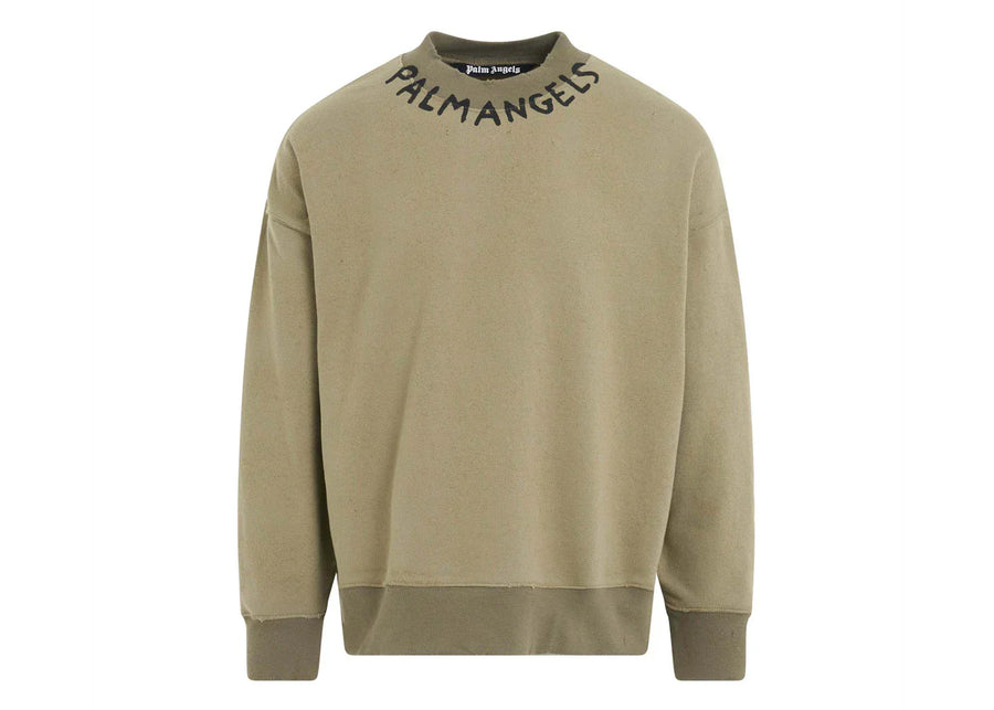 Palm Angels Seasonal Logo Crew Sweatshirt Military Green/Black