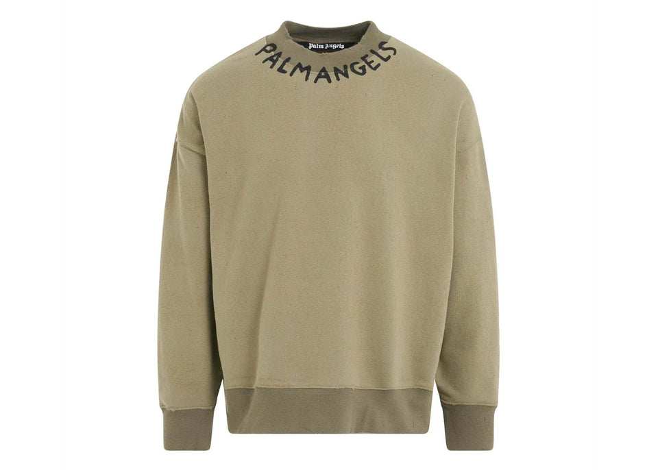 Palm Angels Seasonal Logo Crew Sweatshirt Military Green/Black