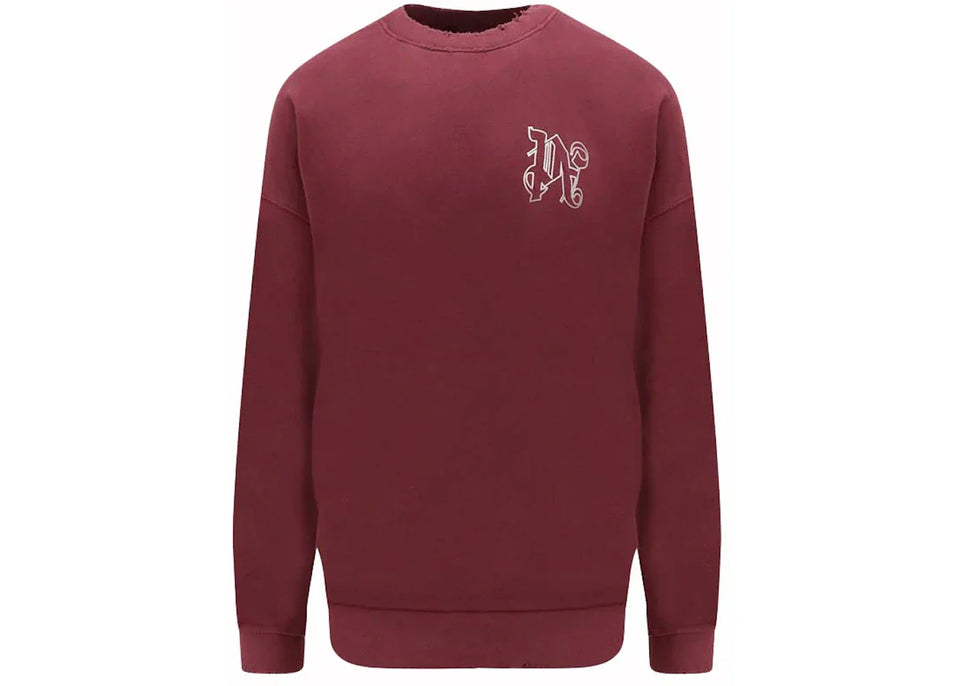 Palm Angels Vintage Effect Pa Logo Sweatshirt Burgundy