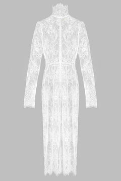 HIGH NECK LACE PENCIL DRESS