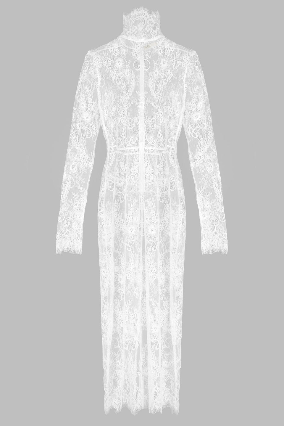 HIGH NECK LACE PENCIL DRESS