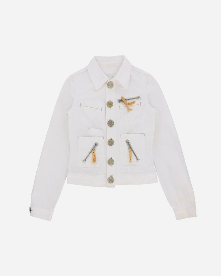 Pezze Vintage Women's Golden Buttons Denim Jacket White