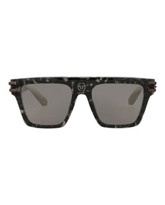 Philipp Plein Aviator-Frame Acetate Sunglasses Black Black Smoke (SPP108V-56-721X)