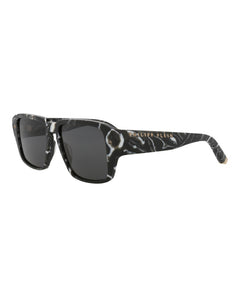 Philipp Plein Square-Frame Acetate Sunglasses Black Black Smoke (SPP081-55-0Z21)