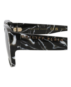 Philipp Plein Square-Frame Acetate Sunglasses Black Black Smoke (SPP081-55-0Z21)