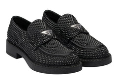 Prada Chocolate 35mm Crystal Loafer Black Satin