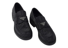 Prada Chocolate 35mm Crystal Loafer Black Satin