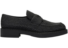 Prada Chocolate 35mm Crystal Loafer Black Satin