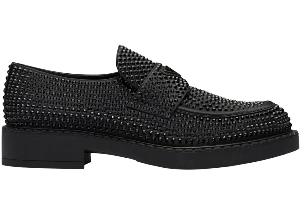 Prada Chocolate 35mm Crystal Loafer Black Satin