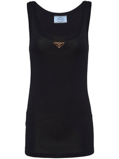 Prada Enamel Logo Plaque Tank Top Black