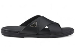 Prada Leather Criss Cross Slide Black