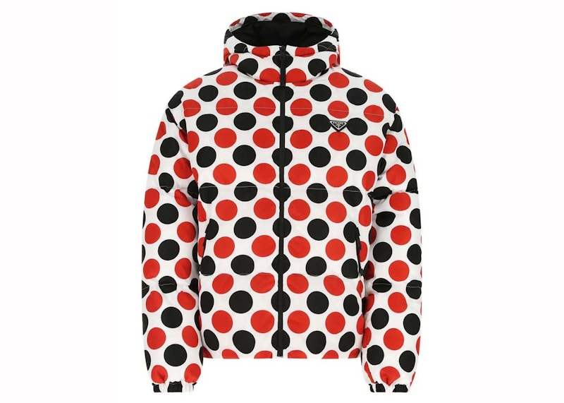 Prada Logo Plaque All-Over Printed Jacket White/Red/Black