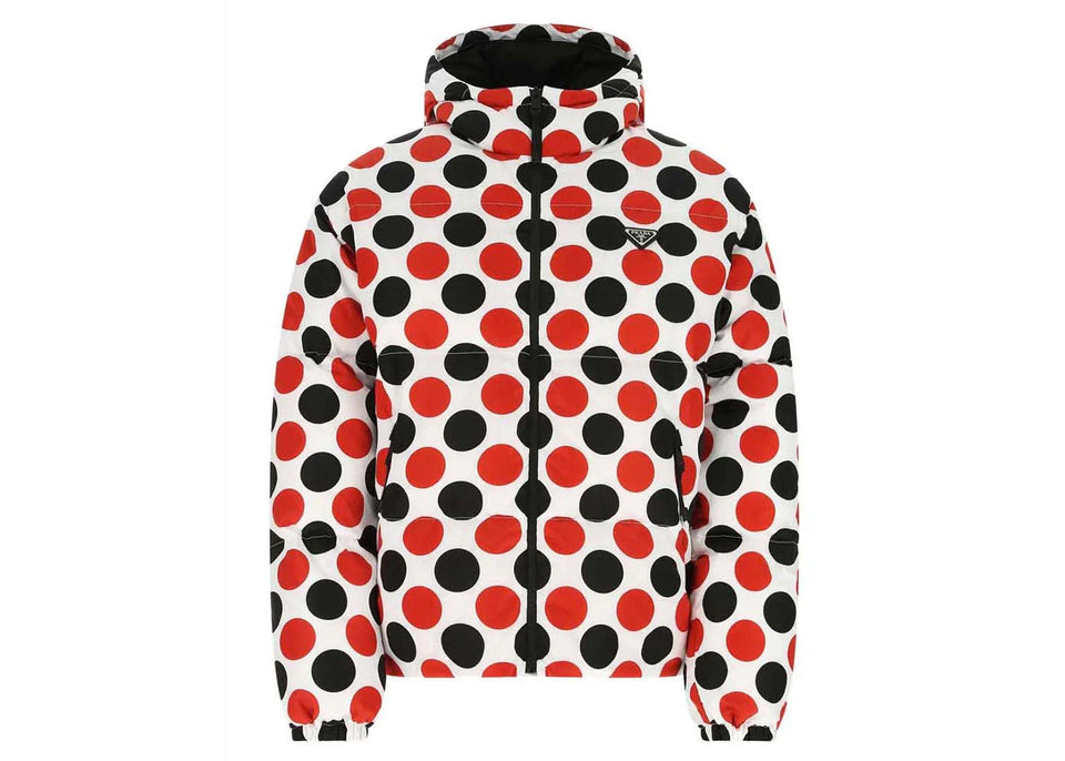 Prada Logo Plaque All-Over Printed Jacket White/Red/Black